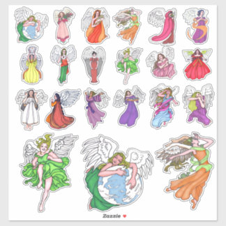 21 contour cut angel stickers