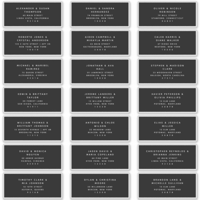 21 Étiquettes d'adresse de l'invité noir et blanc  (Devant)