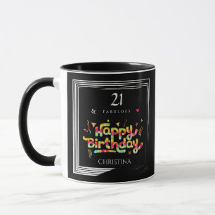 21 & Fabulous Birthday Mug Custom Photo Name Text