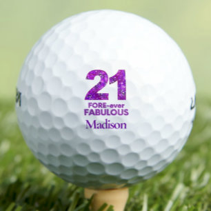21 FORE-ever Fabulous 21st Birthday Purple Flowers Golf Balls