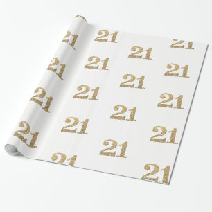 21 GOLD GLITTER NUMBER glamourous sparkly birthday Wrapping Paper