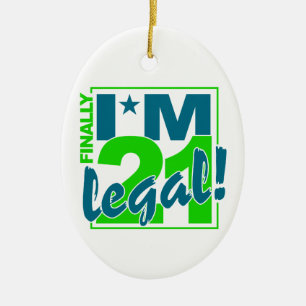 21 & LEGAL ornament, customise Ceramic Ornament