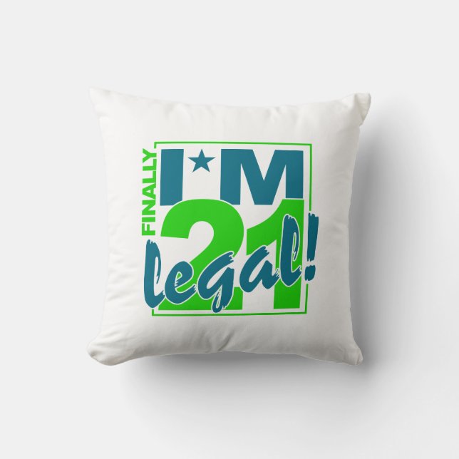 21 & LEGAL throw pillow (Front)