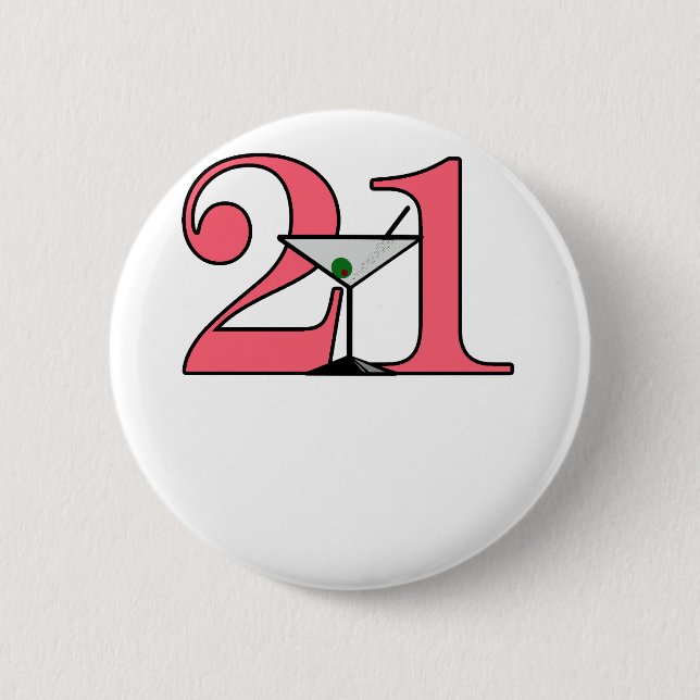 "21" Martini design 2 Inch Round Button (Front)