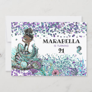 *~*  21 Mermaid GLAM Under Sea Birthday Party Invitation