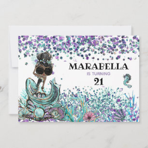 *~* 21 Mermaid LUXE GLAM Under Sea Birthday Party Invitation