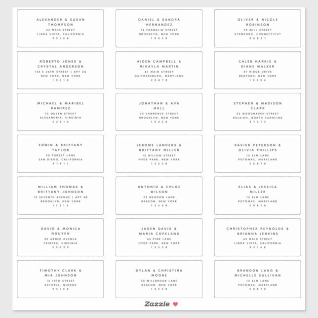 21 Modern Wedding Guest Address Labels (Sheet)