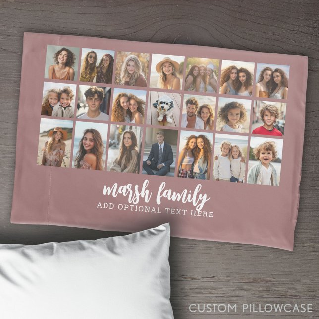 21 Photo Collage - 3 rows 7 columns Pillowcase (Create Your Own Photo Collage Pillowcase)