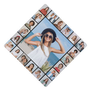 21 Photo Collage - Background Colour Can Be Change Graduation Cap Topper