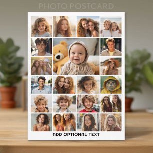 21 Photo Collage - Custom Text - Black and White Postcard