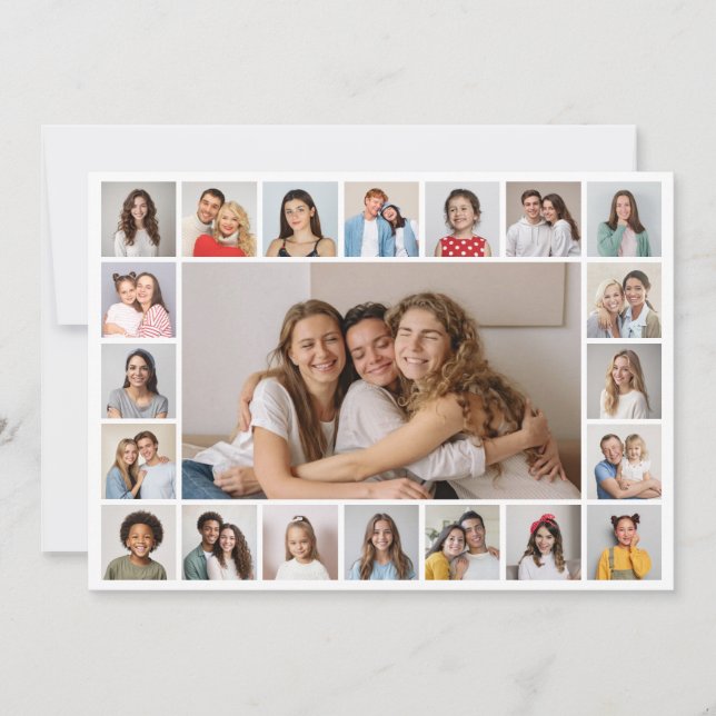 21 Photo Collage Editable Colour Greeting Card (Front)