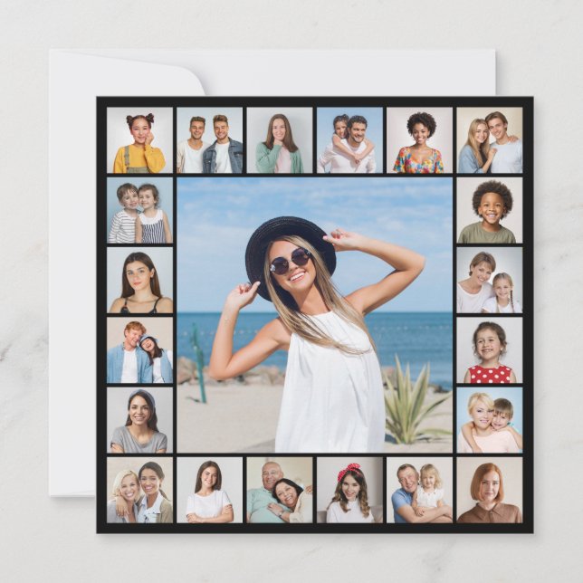 21 Photo Collage Editable Colour Greeting Card (Front)