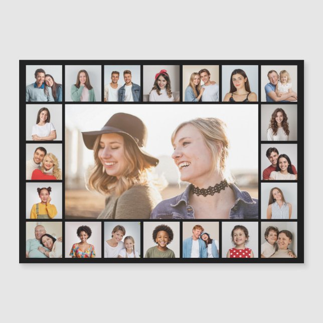 21 Photo Collage Editable Colour Magnetic Card (Front)
