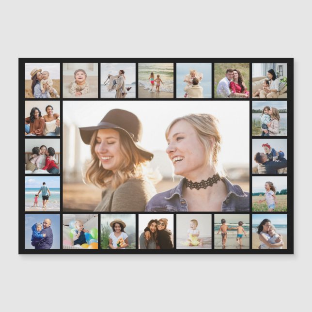 21 Photo Collage Editable Colour Magnetic Card (Front)