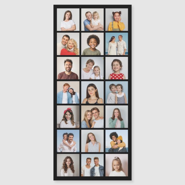 21 Photo Collage Editable Colour Thin Magnetic Car Magnetic Invitation (Front)