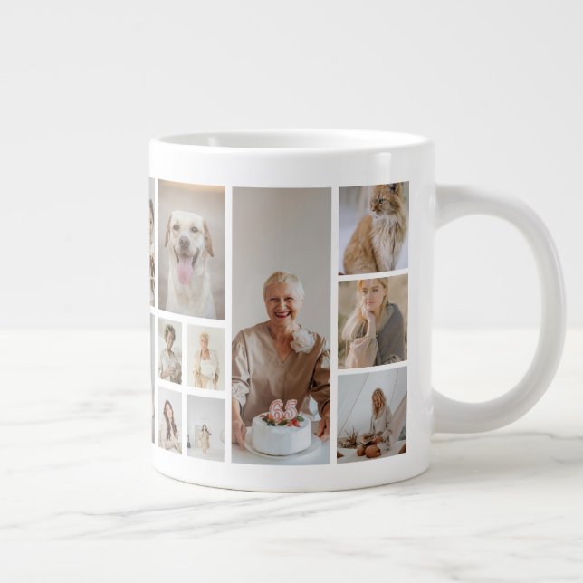 21 Photo Collage Family Personalized Large Coffee Mug (Right)