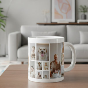 21 Photo Collage Family Personalized Large Coffee Mug