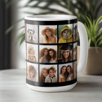 21 Photo Collage Grid - 2 Text boxes - black white