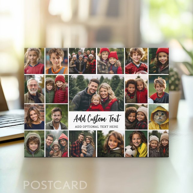21 Photo Collage Grid with 2 text boxes -  Postcard (Photo Postcard - Customize with your favorite photos)