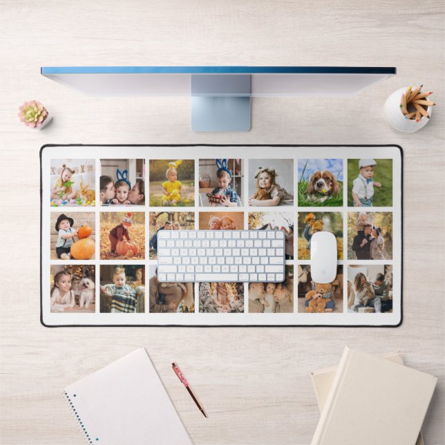 21 Photo Gallery Personalized White Desk Mat (Office 1)