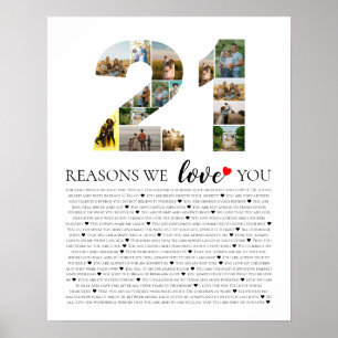 21 reasons why we love you 21st 70th birthday 60th poster