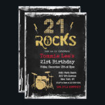 21 Rocks Rockstar Guitar 21st Birthday Invitation<br><div class="desc">21 Rocks Rockstar Electric Guitar Metal Metallic Silver Glitter Surprise 21st Birthday Invitation</div>