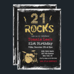 21 Rocks Rockstar Guitar 21st Birthday Invitation<br><div class="desc">21 Rocks Rockstar Electric Guitar Metal Metallic Silver Glitter Surprise 21st Birthday Invitation</div>