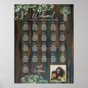 21 Table Rustic Wood Gypsophila PHOTO SEATING Foam Poster