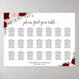 21 Tableau Burgundy Blush Boho Floral Seating Char