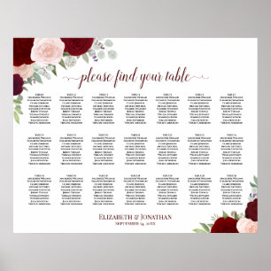 21 Tableau Burgundy Blush Boho Floral Seating Char