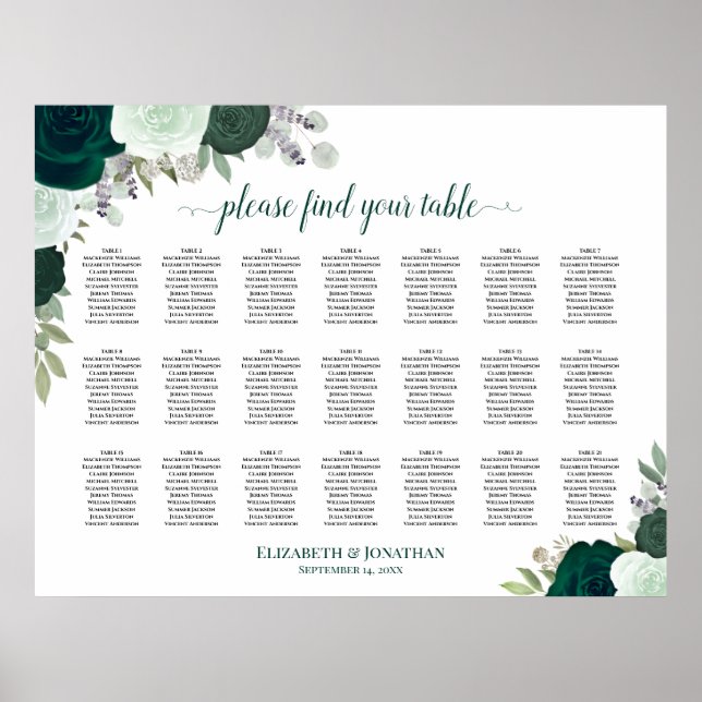 21 Tableau Mariage floral Emerald Boho (Devant)