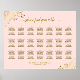 21 Tableau Mariage Plat Rose & Or