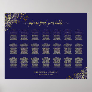 21 Tableau Mariage Sièges Lacy Gold Marine Bleu