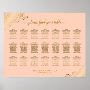 21 Tableau Mariage Sièges Poche de corail et or