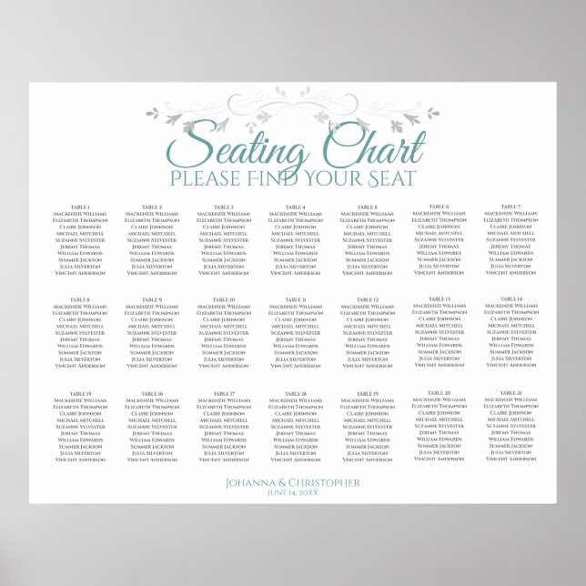21 Tableau Turquoise et gris Mariage Tableau de si (Devant)