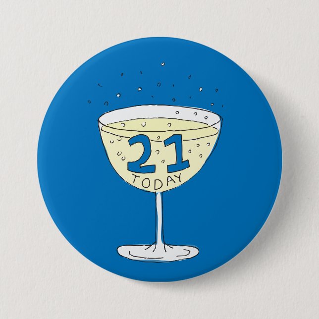 21 Today pin badge blue 21st birthday party  (Front)