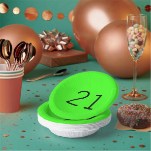 21 Twenty One Neon Green Custom Age Color 2023  Paper Plate