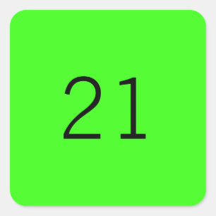 21 Twenty One Neon Green Custom Age Color 2023 Square Sticker