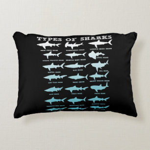 21 types of sharks marine biology accent pillow