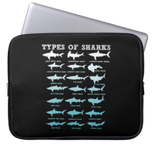 21 types of sharks marine biology laptop sleeve