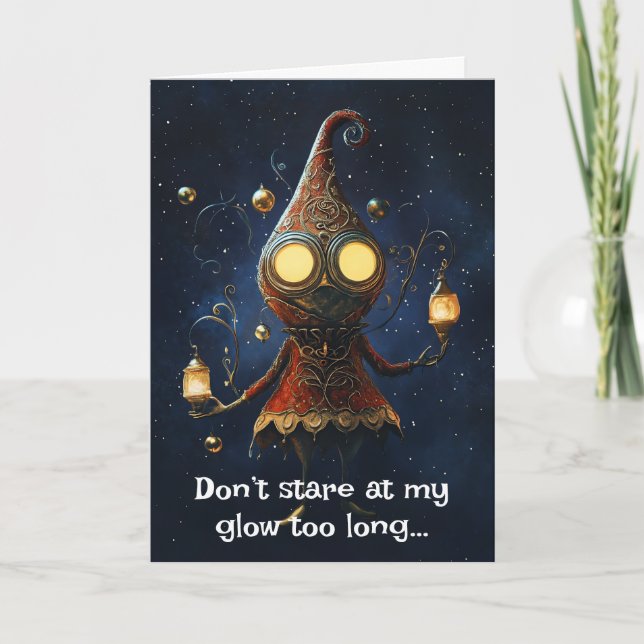 *~* 21 Whimsical Glow Funny Magical Christmas AP97 Thank You Card (Front)