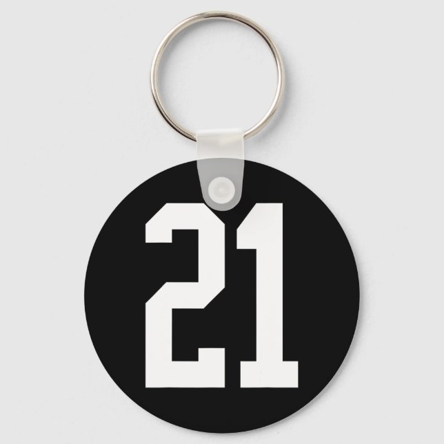 #21 White Number 21 Sports Fan Style Halloween Cos Keychain (Front)