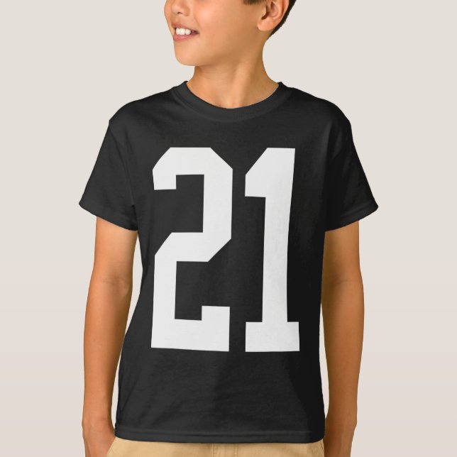 #21 White Number 21 Sports Fan Style Halloween Cos T-Shirt (Front)