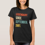 21 Year Old 21st Birthday Legendary Since Septembe T-Shirt<br><div class="desc">21 Year Old 21st Birthday Legendary Since September 2001.</div>