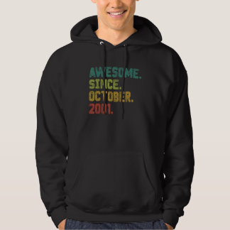 21 Year Old Awesome Since October 2001 21st Birthd Hoodie