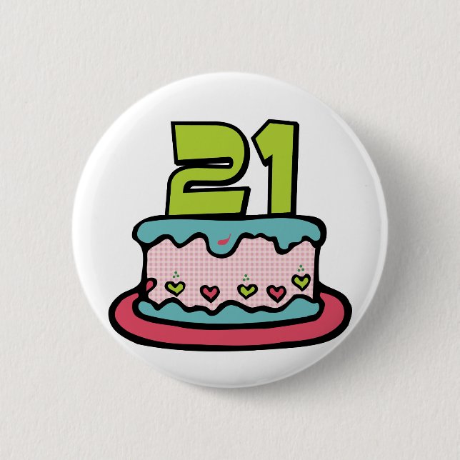 21 Year Old Birthday Cake 2 Inch Round Button (Front)