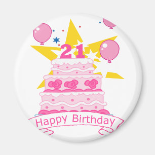 21 Year Old Birthday Cake Magnet