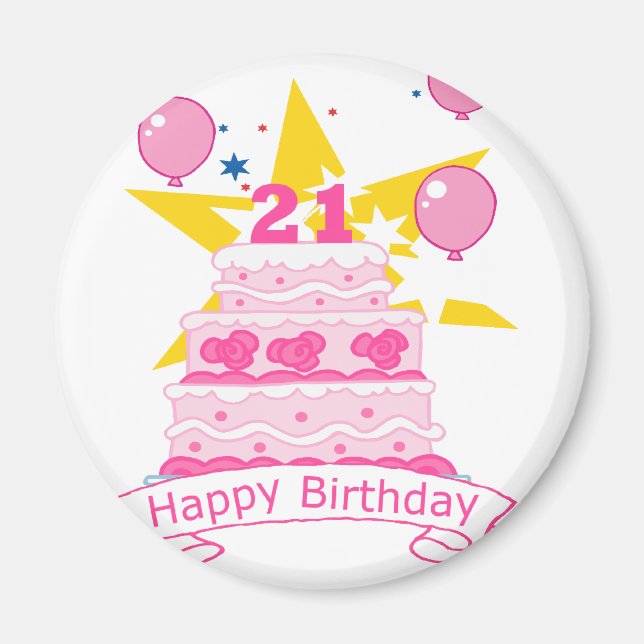 21 Year Old Birthday Cake Magnet (Front)