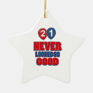 21 year old birthday designs ceramic ornament