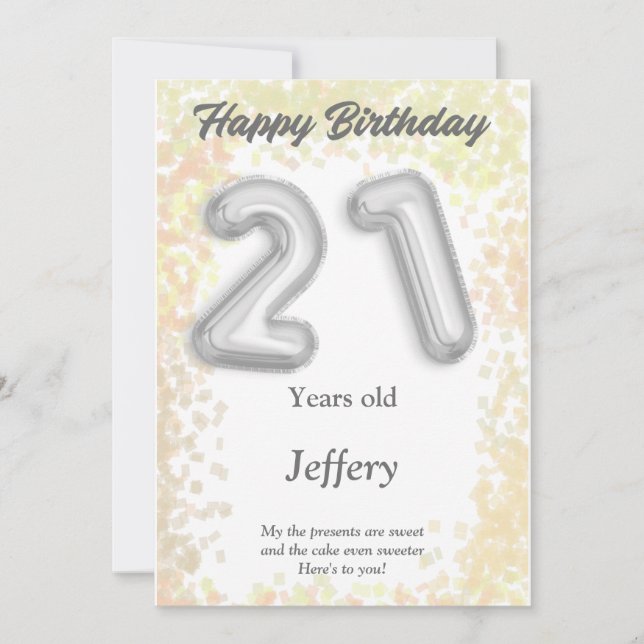 21 year old Happy Birthday card (Front)